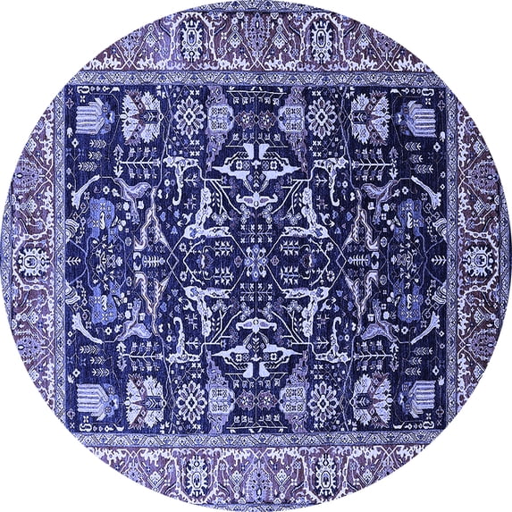 Ahgly Company Indoor Round Oriental Blue Industrial Area Rugs, 3' Round