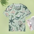 thumbnail image 4 of Beach Seashell Starfish Womens Tops Women's Fashion Casual Short Sleeve Flower Print Round Neck Pullover Top Blouse, 4 of 6