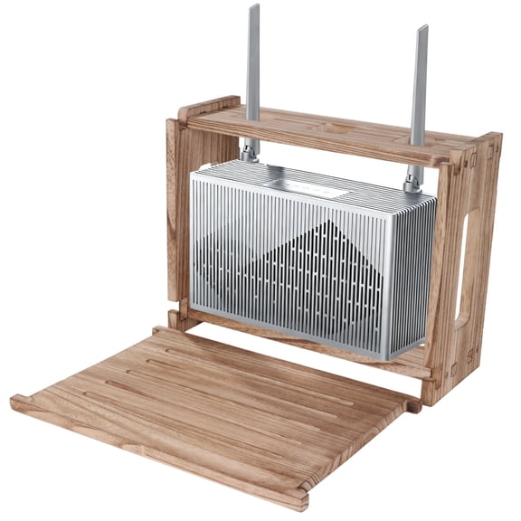 Wooden WiFi Router Storage Box, Large Cable Management System with Ventilation, Modem Cable Router Hider Cover, 15.9 x 12.4 x 6.1 in for TV Stand & Desktop