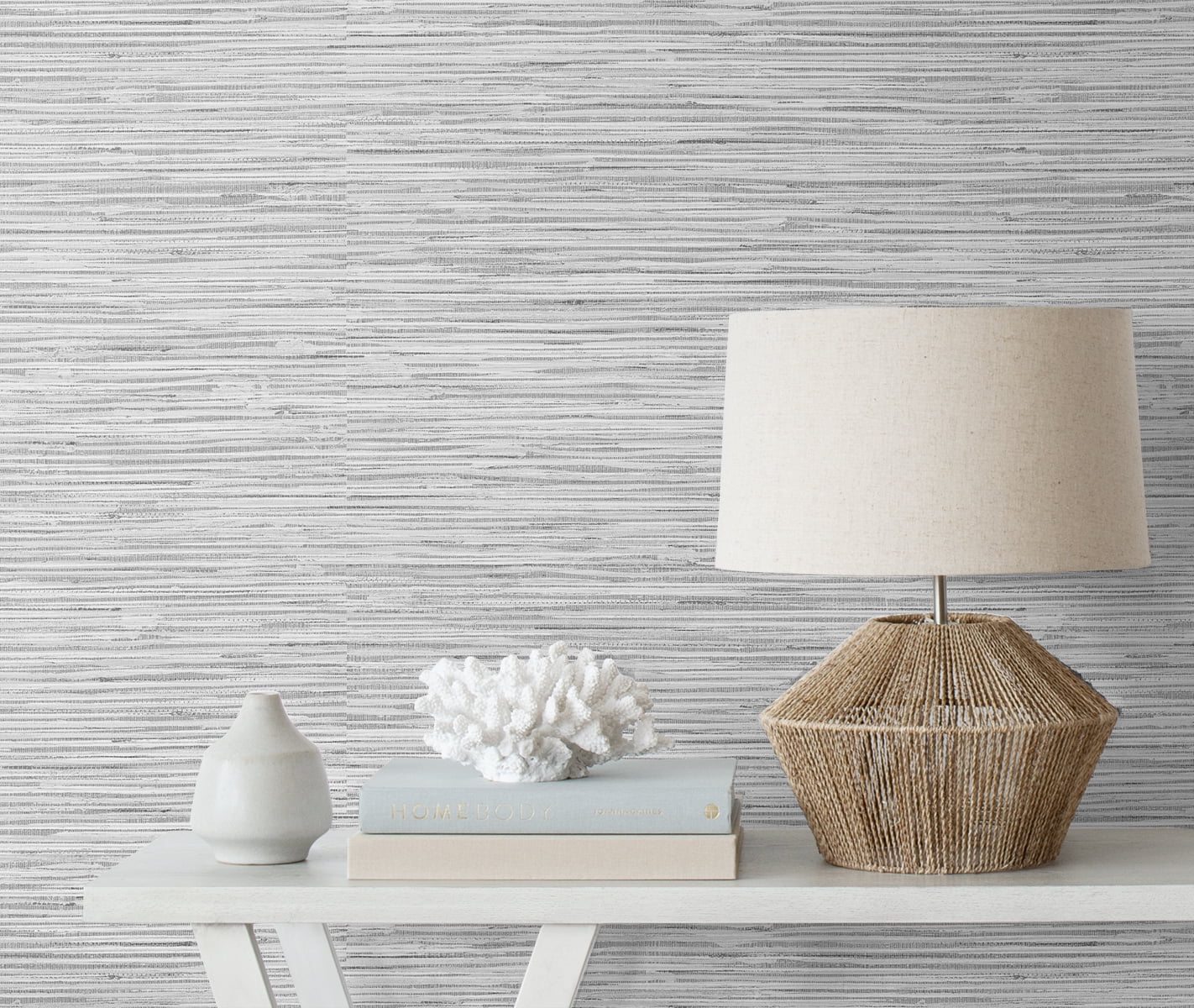 Stacy Garcia Home Moonstone Grey Grasscloth Peel and Stick Wallpaper