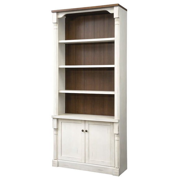 Martin Furniture Durham Rustic 8' Wood Bookcase With Doors, White