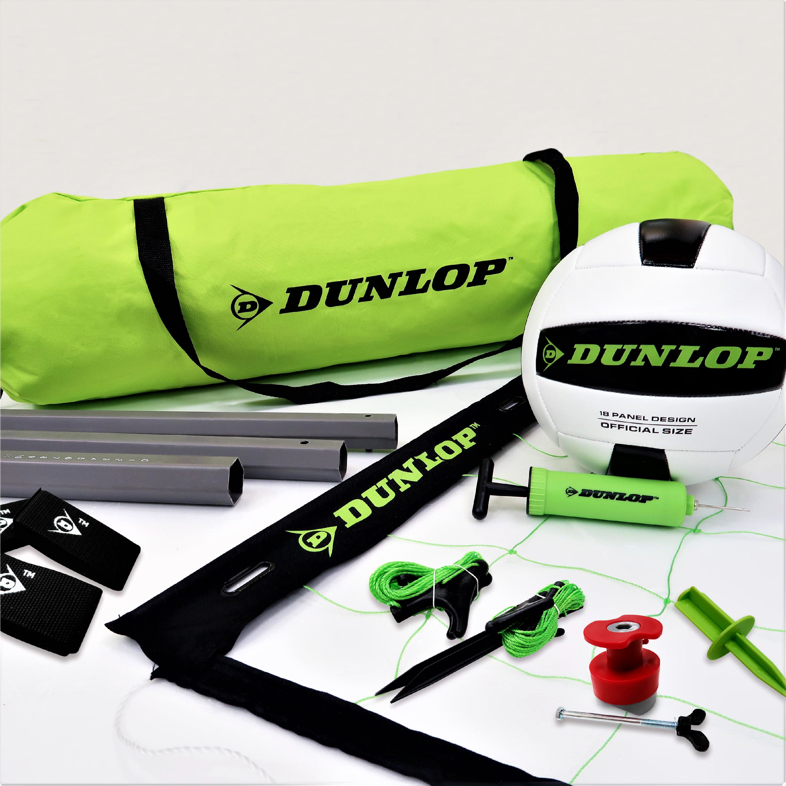 Dunlop Quick Setup Accessories Outdoor Competitive Volleyball Set w/ Carry Bag 