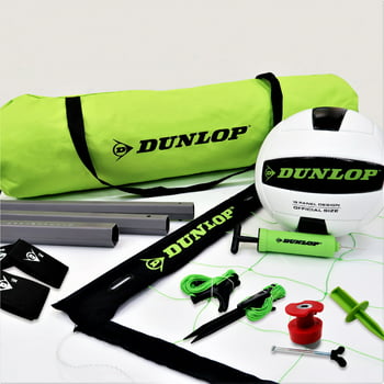 Dunlop Quick Setup Competitive Outdoor Volleyball Set, Green/Black