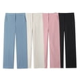 thumbnail image 2 of HH TRAF Pantalones anchos informales de cintura alta con bolsillos laterales para mujer 2024, pantalones ajustados sólidos con cremallera, ropa de calle, 2 of 5