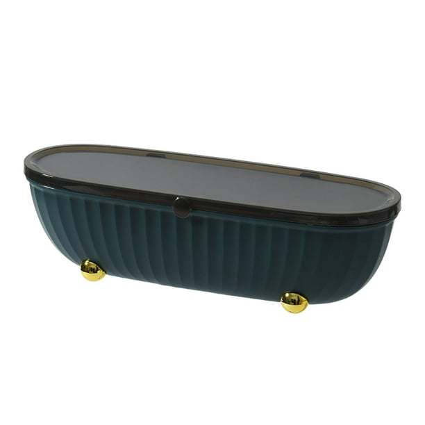 Caja de condimentos con tapa, caja de especias con cuatro compartimentos para condimentos de cocina Verde
