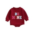 thumbnail image 2 of 0-18M Infant Baby Girl Valentine's Day Romper 3M 6M 12M 18M Letters Embroidery Long Sleeve Bodysuit Spring Outfit, 2 of 10