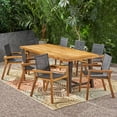 thumbnail image 4 of GDF Studio Claude Outdoor Mesh and Acacia Wood 9 Piece Dining Set, Teak, 4 of 10