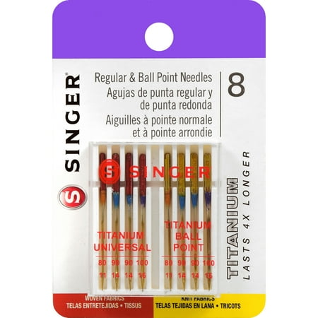 - Singer Universal Regular And Ballpoint Machine Needles, 8 Piece