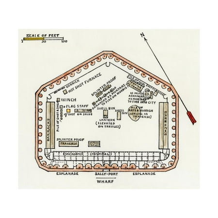 Fort Sumter Ground Plan, Situated in the Harbor of Charleston, SC, 1860 Print Wall