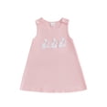 thumbnail image 2 of Huowey Girls Baby Classic Dresses Solid Color Easter Bunny Floral Embroidery Checkered Summer A-Line Dress Peter Pan Collar Short Puff Sleeves Casual Dress Outfit Dailywear,Pink,12-18 Months, 2 of 4