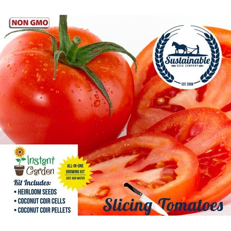 Tomato Starter Kit Slicing Tomato 6 Pack Seed Starter Kit, Non GMO Heirloom Slicing Tomato Seeds with Coconut Fiber Grow Kit ()