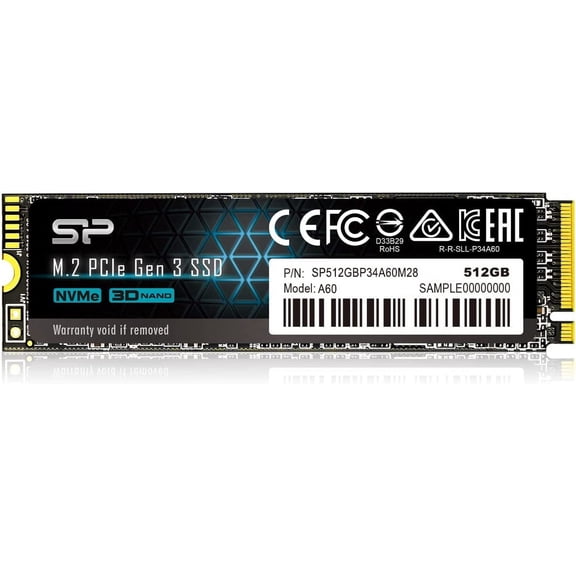Silicon Power SP512GBP34A60M28 512GB NVMe M.2 PCIe Gen3x4 2280 SSD read speeds up to 2,200MB/s