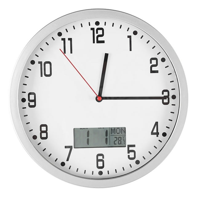 Reloj de pared moderno multifuncional con visualización de fecha y temperatura, decoración para el hogar, la oficina y el dormitorio.
