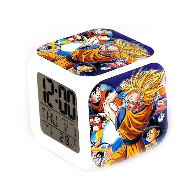 Dragon Ball Super Saiyan Sun Goku Termómetro Reloj Despertador Cubo Brillante Led Niños & #39;s Color Colorido Afortunado Sencillez