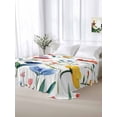 thumbnail image 5 of Colorful Poppies Twim Size Flat Sheet, Wrinkleproof & Fadeproof Cooling Flat Bed Sheet Only, Orange Blue Flowers Leaves Breathable Soft Bedding Top Sheets 66 x 96 Inches, 5 of 8
