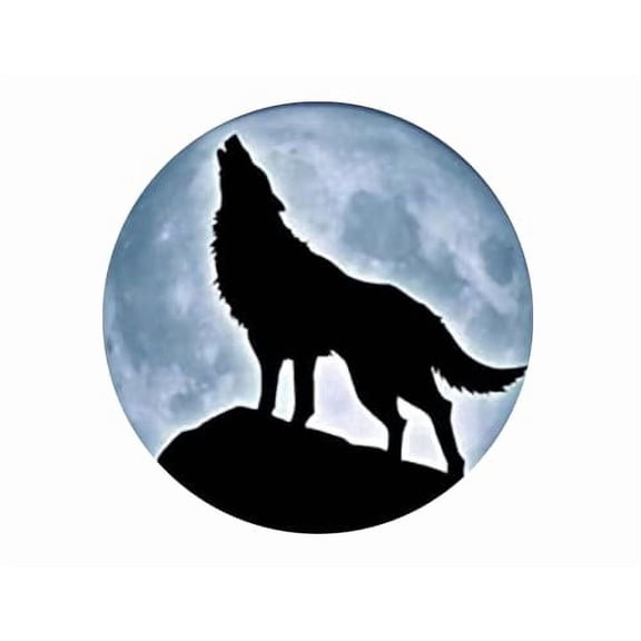 Wolf Howling at Moon Birthday Edible Icing Image Cake Topper, by Tnct.