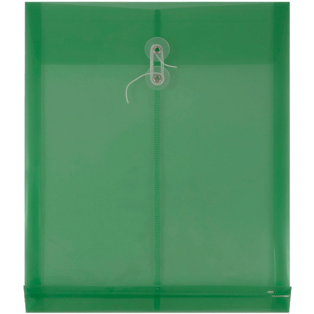 JAM Plastic Envelopes, 9.8x11.8, 12/Pack, Green, Button String, Letter ...