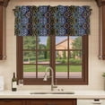thumbnail image 6 of Pink Blue Brown Green Boho Curtain Valances for Windows, Kitchen Valance Window Treatments Panel 2 Pack, Ethnic Abstract Geometric Art Rod Pocket Short Curtains for Bathroom Bedroom 42 x 18 Inch, 6 of 8