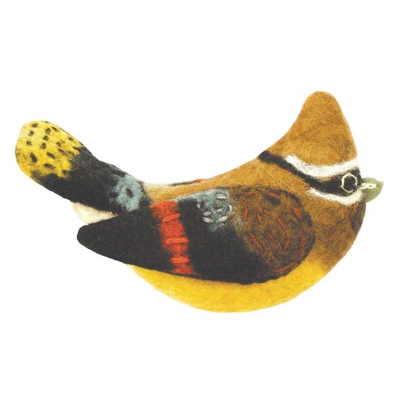 Felt Bird Garden Ornament Cedar Waxwing Wild Woolies
