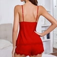 thumbnail image 3 of JULMCOMO Pajamas for Women Set Floral Lace Trim Deep V Neck Sleepwear Casual Camisole Tops Ruffle Shorts Matching Pj Sets Red S, 3 of 4