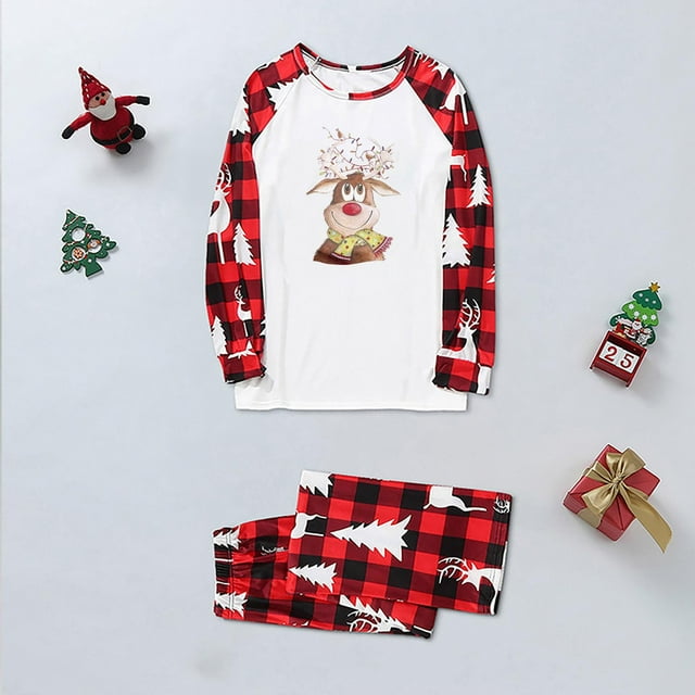 Liquidation de Noël Ensemble Parent-Enfant Chaud de Noël Pyjama d'Intérieur Imprimé Ensemble Deux Pièces pour Maman Pyjamas de Noël Assortis pour Couples en Liquidation