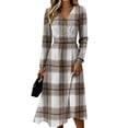 thumbnail image 2 of Women's Fall Boho Floral Print V-Neck Dress Floral Long Sleeve V Neck Dresses Casual Vacation Dress Trendy Lightweight Breathable Dress, 2 of 6