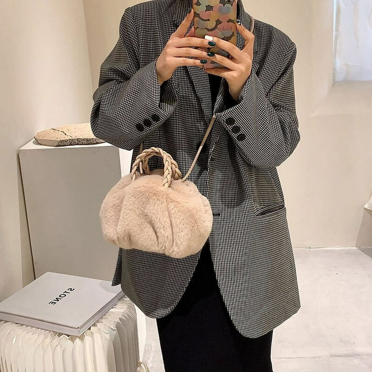 Women Faux Fur Handbags Lady's Messenger Trendy Designer Shoulder Bags  Crossbody Handbag With Bag 2023 Zipper Plush - AliExpress