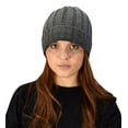 thumbnail image 1 of Peach Couture Double Layer Fleece Lined Unisex Striped Knit Winter Beanie Hat Cap Grey 03, 1 of 1