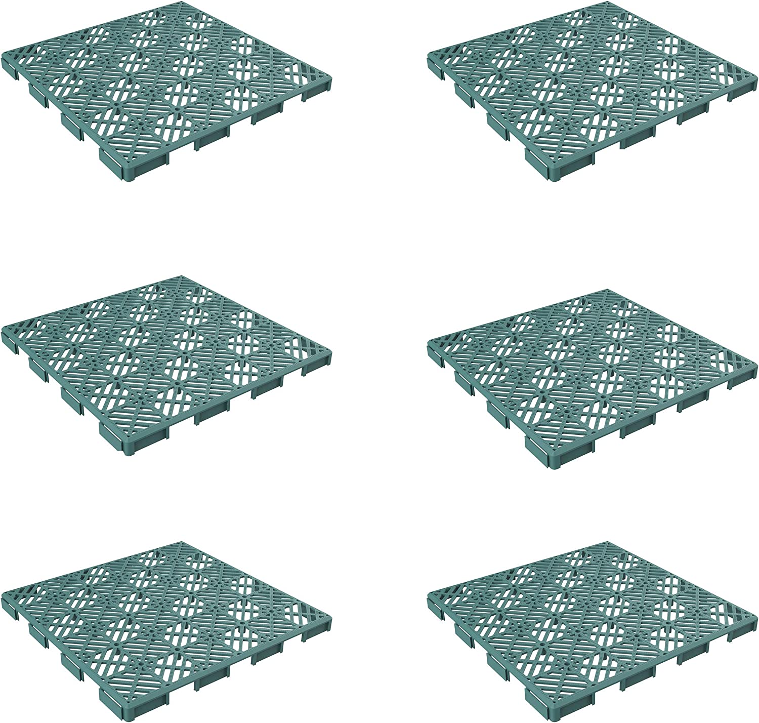 Pure Garden 50-LG1170 Patio & Deck Tiles-Interlocking Diamond Pattern Outdoor Flooring Pavers - Green - Set of 6 - image 3 of 8