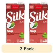 (2 pack) Silk Shelf Stable, Dairy Free, Lactose Free, Original Soy Milk, 32 fl oz Quart