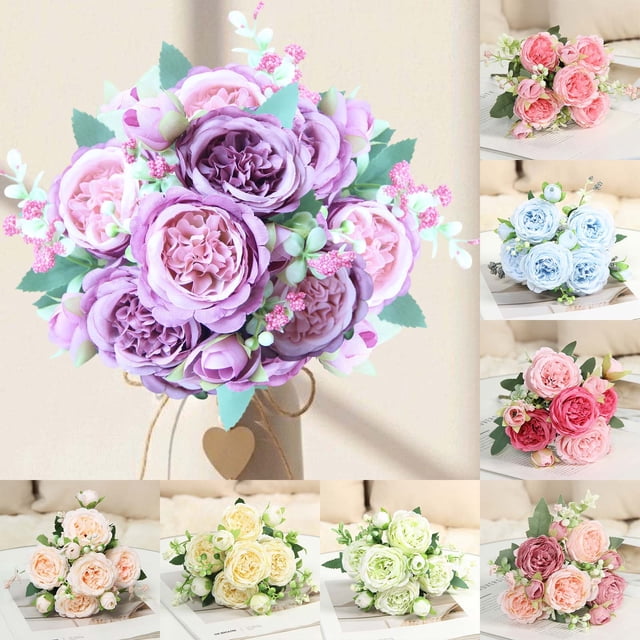 Lekihaqq Oil Painting Artificial Flower Bouquet, Realistic Small Rose Home Decoration, Faux Handheld Floral Arrangement For Wedding Photography, Gift For Women