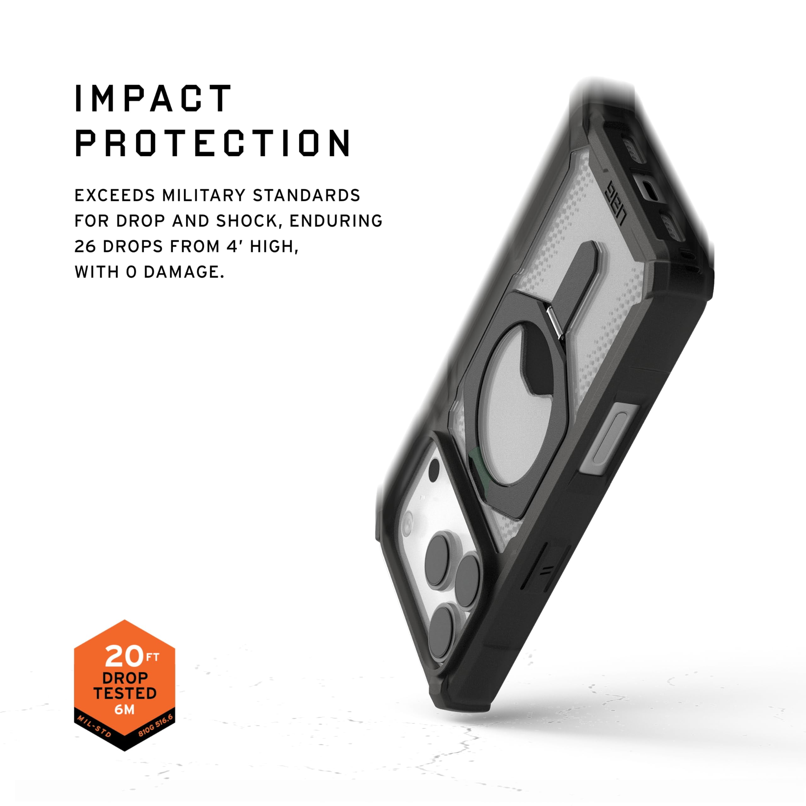 UAG iPhone 17 Pro Case with Kickstand Plasma XTE - Compatible with MagSafe Transparent Military Grade Protective Cover, Black/Clear