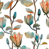 MuralsPrint Watercolor Magnolia Flower Peel and Stick Wallpaper - 24'' W x 10' L