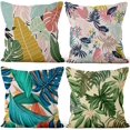 thumbnail image 1 of LAICAIW Tropical Pillow Covers 18x18 Inch, Summer Tropical Leaves Decorative Farmhouse Pillow Covers Square Cotton Linen Summer Pillow Cases for Home Decor, Set of 4 (No Insert Included), 1 of 7