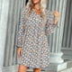 thumbnail image 3 of Vestido floral de manga larga para mujer, lindo vestido floral informal con mangas de linterna y cuello en V para todas las estaciones, amarillo XL, 3 of 6