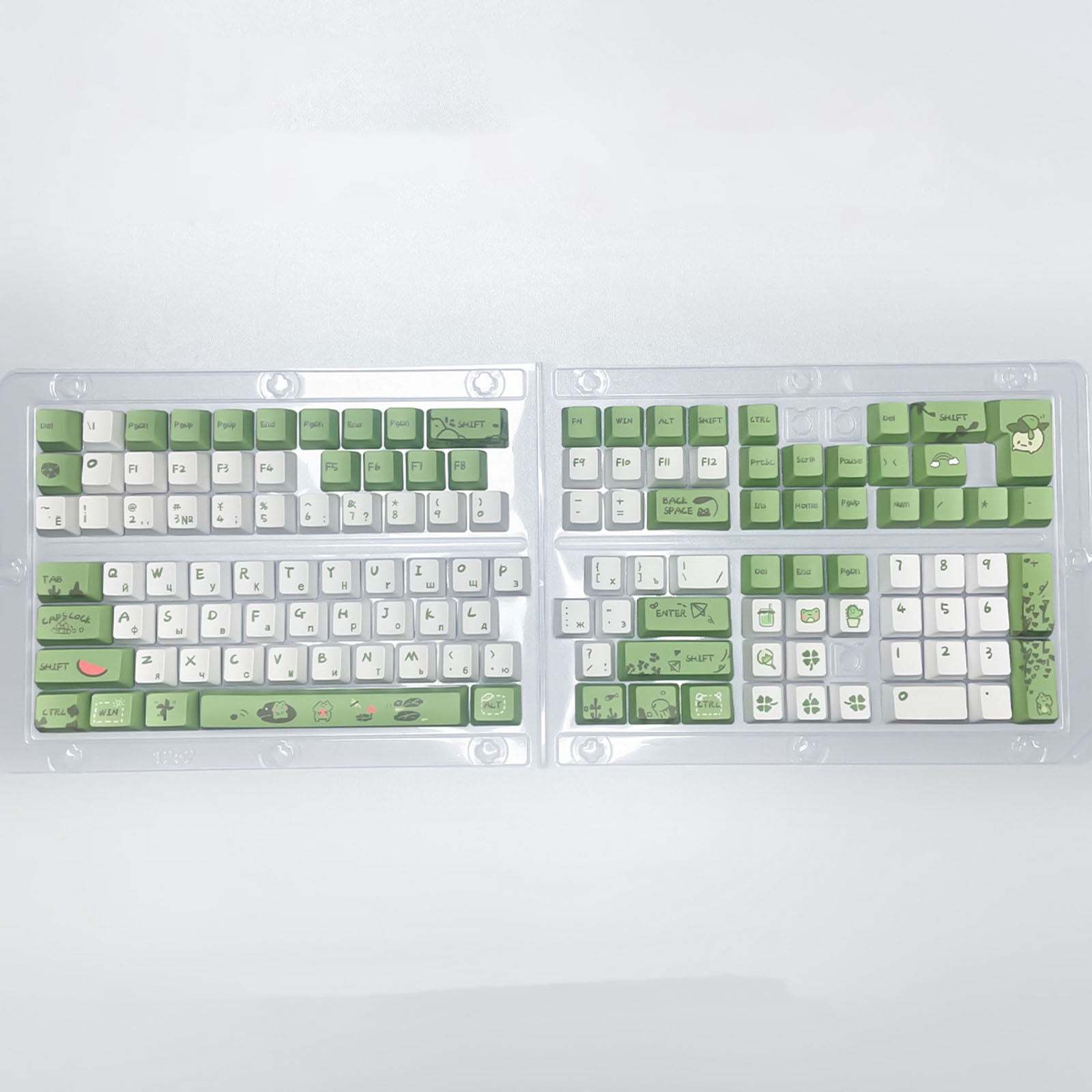 Russian Keycaps Frogs Theme Keycaps OEM Dye Sublimation for 61 64 68 75 98 104 Mechanical Keyboard