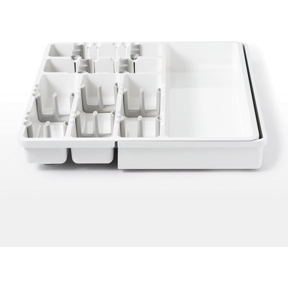 Good Grips Large Expandable Utensil Organizer - White, Adjustable Storage Tray for Kitchen Drawers