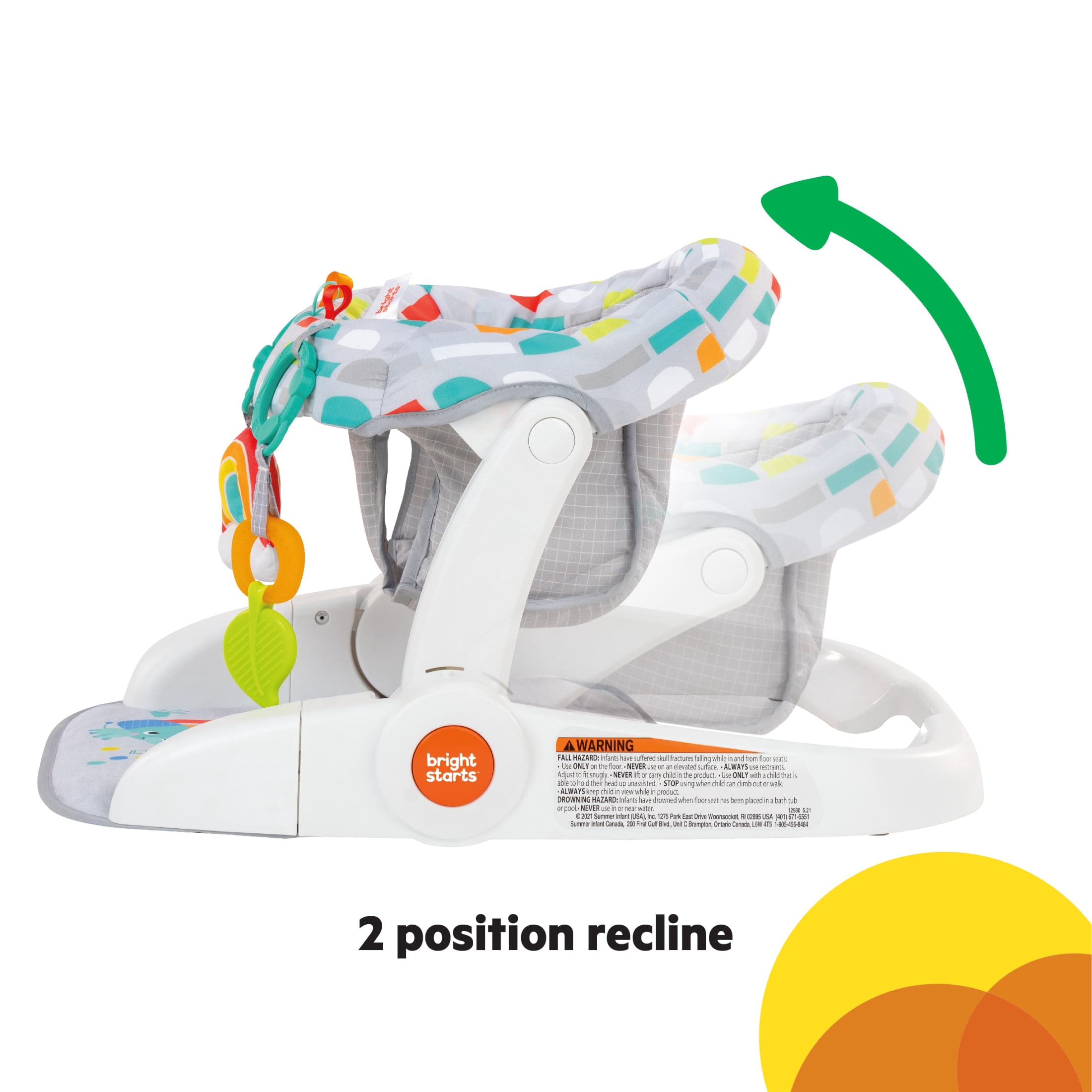 Bright Starts Learn-to-Sit 2-Position Floor Seat - Playful Paradise, Unisex, Infant