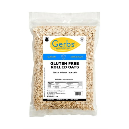 Traditional Rolled Oats by Gerbs - 2 LBS - Top 14 Allergen Free & NON GMO - Vegan &