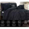 thumbnail image 3 of Mocassi 10pc Pleated Bed-in-a-Bag, Ruched Ruffle Comforter Set Featuring Decorative Pillows and Fitted Sheet King, Black, 3 of 5