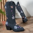 thumbnail image 7 of Fall Flower Wide Calf Cowboy Boots for Women 2025 Winter Vintage Floral Embroidered Mid Heel Cowgirl Dress Booties, 7 of 7