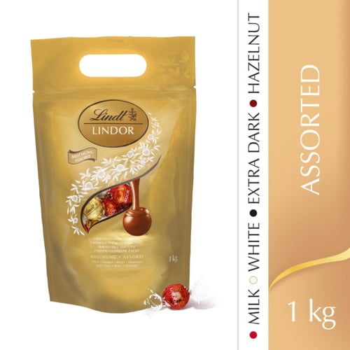 Lindt Lindor Assorted Chocolate Truffles Bag 1kg, British Import (Pack of 2)