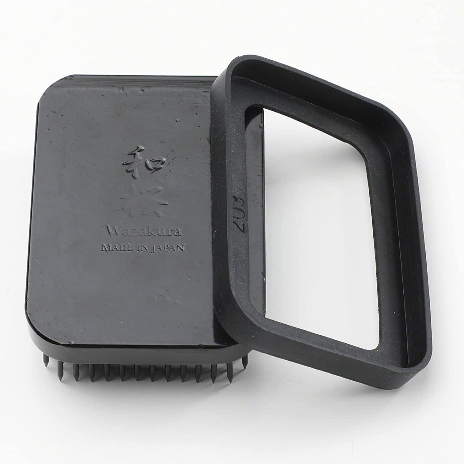 Wazakura Japanese Ikebana Kenzan Rectangular Square 3.2" Black Made in Japan