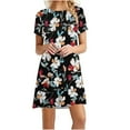 thumbnail image 1 of SMihono Robe Maxi Bohème d'Été pour Femmes Grande Taille Mode pour Femmes à Col Rond à Manches Courtes Robe Chandail Imprimée Robe de Plage Évasée, 1 of 4