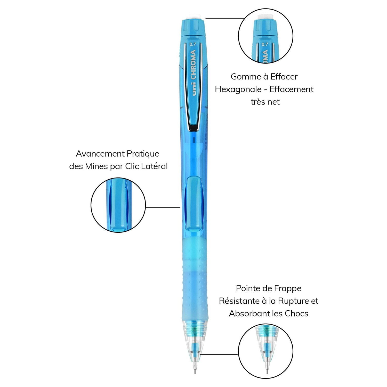 Kit de démarrage pour portemine uni® Chroma, 0,7 mm, HB #2, baril assorti - paquet de 2