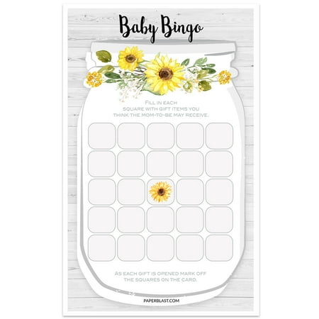Baby Shower Game Mason Jar Baby Bingo Blank Cards Set Of 30