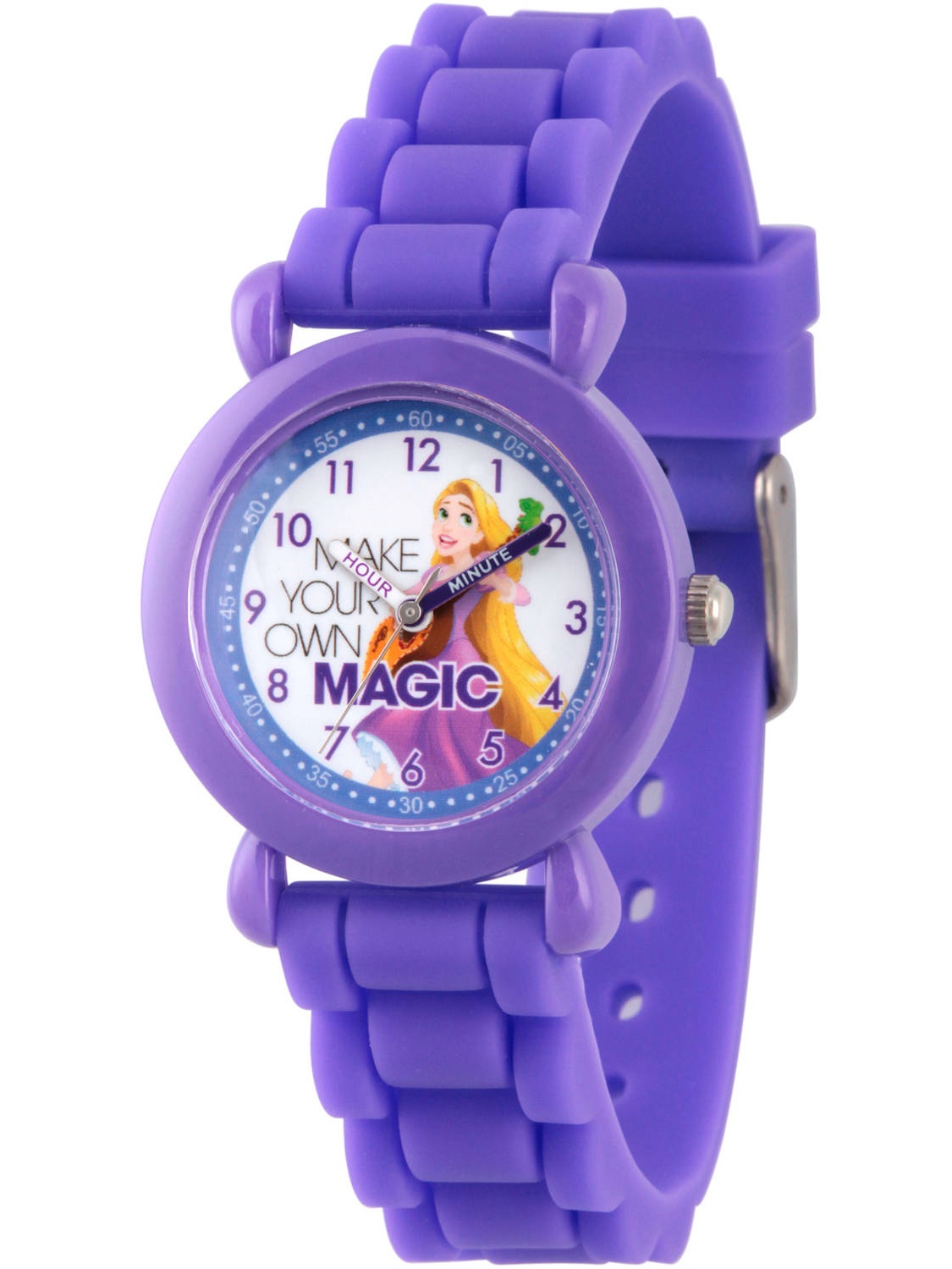 Princess Rapunzel Girls' Purple Plastic Time Teacher Watch, Purple Silicon Strap