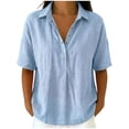 thumbnail image 2 of Womens Tops Short Sleeve Shirts Buttons V Neck Fashion Summer Outfits Plus Size Blouses Trendy Tee Shirts 2026 Vacation Fashion Clothes, 2 of 7