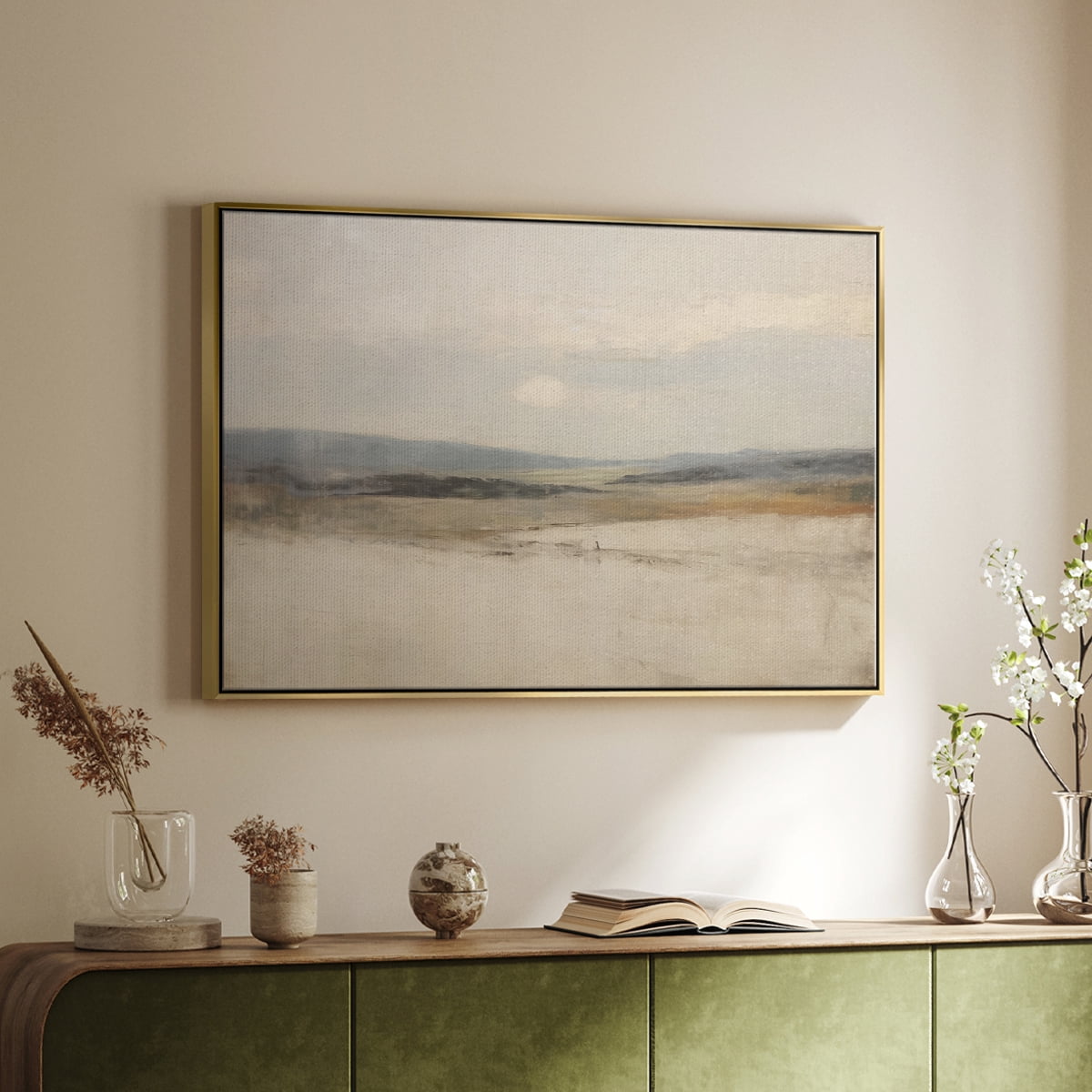 Vintage Landscape-X By Wexford Home Framed in Gold Wood Gallery Wrapped Canvas 17 in. x 25 in.