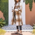 thumbnail image 6 of LWavelet Oversized Plaid Longline Shirt Jacket Women Stylish Fall Casual Lightweight Layered Outerwear Khaki 2XL, 6 of 6